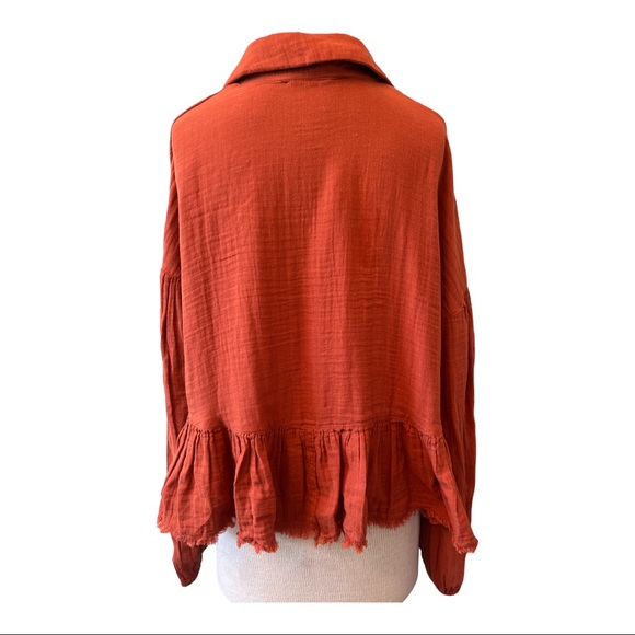 Free People Lyra Tiered Bed Jacket Burnt Orange Size Medium - Picture 3 of 12